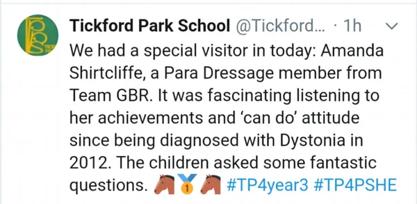 Tickford Park School: A special visitor from Team GBR