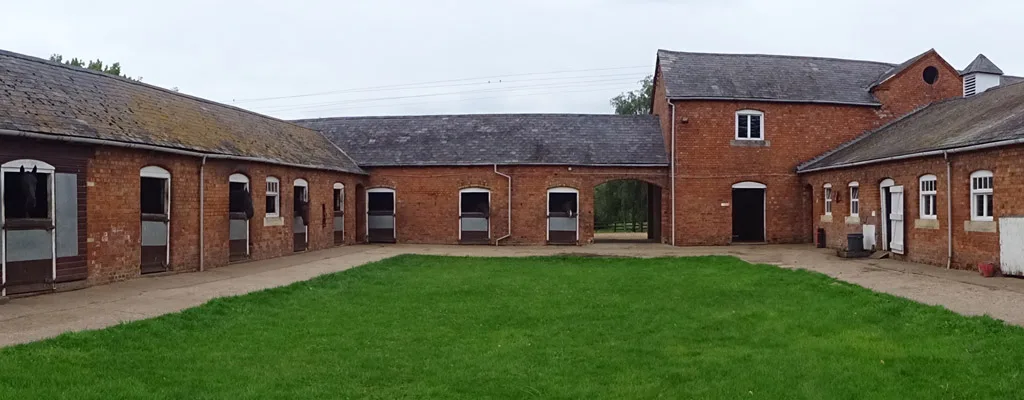 The courtyard and stables at Ride High Equestrian Centre, Milton Keynes