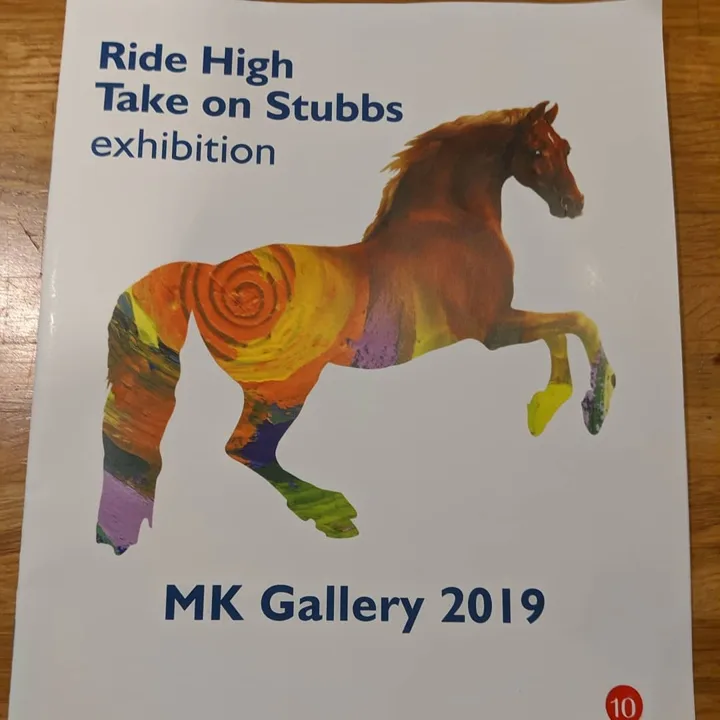 Exhibition programme for Ride High Take on Stubbs at MK Gallery 2019, with a colourful painted horse